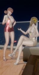 belly_piercing dead_or_alive dead_or_alive_xtreme_venus_vacation glasses high_heels honoka_(doa) misaki_(doa)