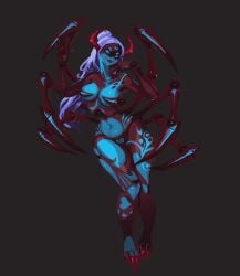 big_breasts blue_eyes blue_hair blue_skin claws dark_skin firez full_lips huge_breasts monster_girl spider spider_girl tagme_(character) tagme_(series) wide_hips