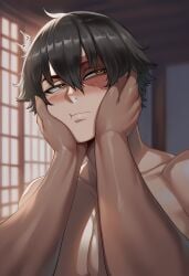 ... ai_generated athletic athletic_male avatar_the_last_airbender brown-skinned_female caressing caressing_face cute dark-skinned_female dark-skinned_male dark_hair dark_skin female_pov hands_on_face interracial katara light-skinned_male light_skin looking_away luckypathai muscular muscular_male scar toned toned_male zuko