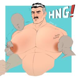 fae_(artist) gay huge_breasts invincible lactation male male_focus male_lactation male_only nipple_play nolan_grayson omni-man yaoi