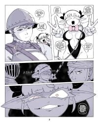 1boy 1girl 1girls 2026 2d 2d_artwork 3girls angry angry_expression angry_face anthro anthro_female anthro_focus big_boobs big_breasts boobs bow bowtie bowtie_collar breasts closed_eyes clothes clothing collar comic comic_page cow cute dialogue digital_drawing_(artwork) digital_media_(artwork) female female_focus gammainks goblin goblin_girl half-closed_eyes hat helmet hi_res high_cut high_cut_dress highres hot human human_male knight knight_armor looking_at_another looking_at_viewer looking_back male male/female male_focus mocking one_eye_covered original_character peace_sign pixie sexy small_creature speech_bubble sword text text_bubble white_background wholesome