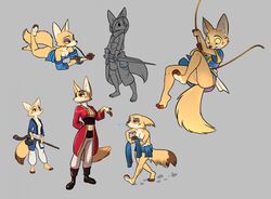 2017 anthro breasts canid canine cleavage clothed clothing farah_(siroc) female fennec fox fully_clothed fur genitals grey_background gun holding_gun holding_object holding_sword holding_weapon mammal melee_weapon multiple_images no_underwear pussy ranged_weapon simple_background siroc smoking smoking_pipe solo sword tan_body tan_fur topless upskirt weapon wet