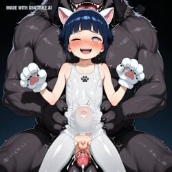 1girl age_difference ai_assisted ai_generated anal anal_sex bestiality big_cock blue_hair crying cum_dump cumdump cumshot dog_ears domination fake_ears fear feminine_body flaccid flat_chest grey_eyes hinata micro_penis mind_break monster monster_cock naked naruto_shippuden no_pupils nude pain paw_gloves penis_size_difference pleasure screaming size_difference small small_ass small_balls solo stomach_bulge tiny_balls used young