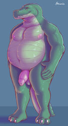 absurd_res anthro balls brownieclop crocodile crocodilian crocodylid digital_media_(artwork) foreskin genitals hi_res humanoid_genitalia humanoid_penis male male_only mike_(brownieclop) nipples nude overweight overweight_anthro overweight_male penis reptile scalie scar solo uncut