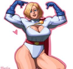 1girls big_boobs big_breasts big_lips blonde_hair blue_eyes blue_gloves boobs breasts cape dc dc_comics huge_breasts large_breasts light-skinned_female light_skin lips lipstick muscles power_girl short_hair signalicy smile solo solo_female solo_focus superheroine thick_thighs