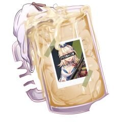 1girl 1girls bad_end big_breasts black_bar_censoring blonde_hair bow_panties breasts chauchat_(girls'_frontline) cock_vore cum cum_digestion cum_drip cum_dripping cum_on_clothes cum_on_panties cumgestion cummification digestion edit edited excessive_cum fatal female female_focus female_only firearm girls'_frontline gun hat mug mug_of_cum panties permavore photo_(object) polaroid_photo post_vore short_hair stray_pubes stray_pubic_hair tagme tape thick_cum third_party_edit transparent_background transparent_png vore white_panties