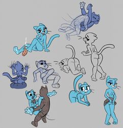 2017 anthro anthro_on_anthro anthro_penetrated anthro_penetrating anthro_penetrating_anthro anvil_position ass_up bent_over blue_body bodily_fluids bottomwear breasts cartoon_network clothed clothing clothing_lift cum cumshot disembodied_penis domestic_cat duo ejaculation faceless_male felid feline felis female female_focus female_penetrated foot_fetish foot_play footjob from_behind_position genital_fluids genitals hi_res legs_up male male_penetrating male_penetrating_female mammal multiple_images nicole_watterson no_underwear nude penetration penis pussy sex siroc sketch sketch_page skirt skirt_lift solo_focus standing straight the_amazing_world_of_gumball topless whiskers