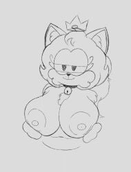 1girl 1girls :3 :3_face animation belly belly_fat boobs_bigger_than_head bouncing_breasts breasts breasts_bigger_than_head breasts_squeezed_together cat_collar cat_ears collar crown fat_belly feline female female_focus female_only floating_crown fur grabbing grabbing_breasts grabbing_own_breast hair hair_on_chest inverted_nipples leaking_milk leaning_back mallory_(theshipysea) milk milk_drip milk_squirt milk_squirting milk_stream monochrome naked naked_female nipples nipples_out only_female only_one_naked paws shipy silly silly_face smile tagme teasing teasing_with_breasts the_shipy_sea trabbitwax video wobble wobbling_breasts