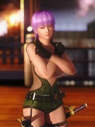 animated areolae ayane_(doa) breasts dead_or_alive doahdm embarrassed embarrassed_nude_female enf huge_breasts large_breasts nipples tagme video