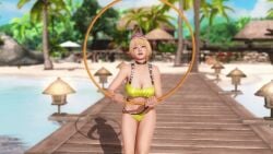 3d animated beach bikini blonde_hair breasts dead_or_alive dead_or_alive_5 doahdm hoola_hoop yukino_(doa)