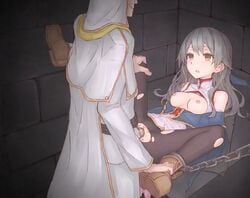 1girls bondage breasts breasts_out captured censored clothed_female clothed_sex crotchless crying crying_with_eyes_open cutout dominant_male dungeon exposed_breasts exposed_pussy fire_emblem fire_emblem:_radiant_dawn kilikasumi leggings legs_up male medium_breasts micaiah_(fire_emblem) nintendo nipples no_bra no_panties open_mouth penis pussy pussy_cutout rape restrained sepia_(kilikasumi) sex silver_hair submissive_female tears torn_clothes torn_pantyhose vaginal_penetration yellow_eyes