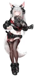 animal_ears bra fox_ears fox_girl fox_tail full_body garter_straps lingerie silver_hair standing tagme tail thighhighs xlxiaoluodiaofa