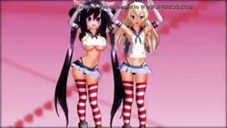 1280x720 2girls 3d animated animation ariane_cevaille background black_hair boobs breasts caramelldansen clothed clothes clothing dancing digital_art digital_media female female_only hip_sway legwear long_hair mp4 multiple_girls music shimakaze_(kantai_collection) socks sound striped_legwear tagme tagme_(artist) tits url video xvideos yellow_hair