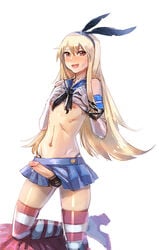 1boy :d black_bow black_panties blonde_hair blue_sailor_collar blush boots bow bow_(bhp) cum cumdrip elbow_gloves erection erection_under_clothes erection_under_skirt gloves hairband hairbow hands_up high_heel_boots high_heels kantai_collection long_hair looking_at_viewer male_focus miniskirt mole mole_under_eye nipples one_knee open_mouth panties penis pleated_skirt red_eyes red_legwear sailor_collar school_uniform serafuku shimakaze-kun shimakaze_(kantai_collection) simple_background skirt smile solo solo_male sweatdrop thighhighs underwear white_background white_gloves