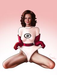 1girls alternate_costume blue_eyes cameltoe disney elastigirl elastigirl_(original_supersuit) helen_parr medium_breasts mole pale_skin pixar pubic_hair realistic red_hair sassafras skin_tight smile smooth_skin superheroine the_incredibles