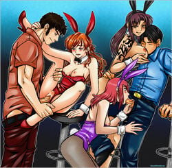 2boys 3girls areolae asuka_langley_sohryu bare_shoulders big_breasts black_hair black_lagoon blowjob blush breast_sucking breasts brown_eyes brown_hair bunny_ears bunny_girl bunny_tail bunnysuit clothed_sex clothing cock_worship costume crossover detached_collar detached_sleeves fake_animal_ears fellatio female fivesome footwear group_sex hairband heels kitsune999 large_breasts leotard licking_lips long_hair lying male medium_breasts naruto neon_genesis_evangelion nipples on_chair open_pants oral oral_sex orange_hair orgy pants pants_down penetration pubic_hair pussy red_hair revy sex shirt short_hair spread_legs standing tayuya uncensored vagina vaginal_penetration