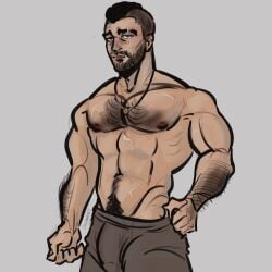 abs bara barazoku body_hair boner_in_pants buff bulge bulge_down_leg bulge_through_clothing call_of_duty call_of_duty:_modern_warfare_2 erection_under_clothes erection_under_clothing hairy_chest happy_trail john_mactavish jonarart_(artist) looking_at_viewer male male_only mohawk_(hairstyle) muscular muscular_male pinup pubic_hair scar_across_eye solo_male treasure_trail