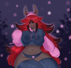 big_breasts breasts female furry mefi paggi_outfit pokemon pokemon_(species) thick_thighs wide_hips zoroark