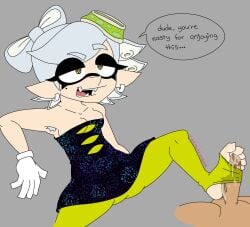 1girls armpit_hair clothed_female_nude_male dialogue feet foot_fetish footjob hairy_armpits marie_(splatoon) nintendo penis spicypixelz splatoon stirrup_footjob