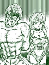 abs alternate_costume blindfold blush brother_and_sister colonel_(mega_man) domination dominatrix iris_(mega_man) mega_man mega_man_x muscular_male straight whip