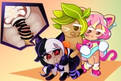 2025 astronaut_cookie cat_ears cookie cookie_run cum_inside currant_cream_cookie female food_creature goth goth_girl herb_cookie hetero_sex male rotoko straight straight_sex threesome