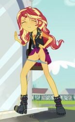 accurate_art_style clothed clothing equestria_girls hasbro horse long_hair my_little_pony my_little_pony_equestria_girls my_little_pony_friendship_is_magic panties peeing peeing_female peeing_self piss pissing portal red_hair rule_34 sunset_shimmer yellow_body yellow_hair