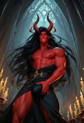 ai_generated bulge demon devilworship horns male male_only muscular muscular_male red_body red_skin solo