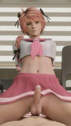 2boys 3d 3d_animation 9:16 anal anal_sex animated astolfo_(fate) cosplay cowgirl_position crossdressing fate_(series) femboy final_fantasy final_fantasy_xiii gay green_eyes hope_estheim lazyprocrastinator longer_than_10_seconds looking_at_viewer male male/male male_only midriff no_sound penis pink_hair pov realistic sailor_uniform school_uniform shorter_than_30_seconds skirt small_penis square_enix tagme vertical_video video video_games yaoi