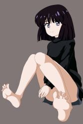 artist_request bare_legs barefoot bishoujo_senshi_sailor_moon clothing cute feet feet_up foot_fetish hotaru_tomoe purple_eyes sailor_saturn soles teasing