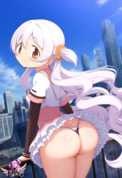 ai_generated artist_logo ass ass_focus asscheeks back_view big_ass bubble_ass bubble_butt butt_focus highres madoka_worship magical_girl mahou_shoujo_madoka_magica momoe_nagisa petite petite_body petite_female puella_magi_madoka_magica round_ass round_butt thick_thighs thong