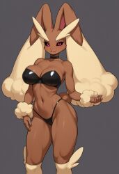ai_generated anthro big_breasts bunny_ears bunny_girl cleavage cute female furry furry_female lingerie lopunny pokemon pokemon_(species) pokemonjackr thick_thighs