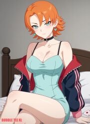 1female 1girls ai_generated breasts bubbleteexl female female_only hi_res highres light-skinned_female light_skin medium_breasts nora_valkyrie normal_breasts orange_hair orange_hair_female rwby short_hair sitting solo very_high_resolution