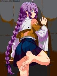 ai_generated barefoot feet foot_fetish foot_focus from_behind gigatsu mushoku_tensei purple_hair roxy_migurdia sole_female soles toes