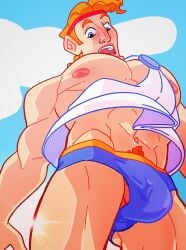 abs balls bara biceps big_bulge bulge bulge_through_clothing disney hercules_(character) hercules_(disney) male male_nipples male_only muscular_male nipples pecs penis penis_outline pinkmustacheguy underwear