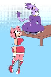 2girls amy_rose anthro ass big_ass big_butt blaze_the_cat bubble_ass bubble_butt catgirl feline furry hedgehog huge_ass huge_butt ineptoutcast pool sega sonic_(series) sonic_the_hedgehog_(series) swimming