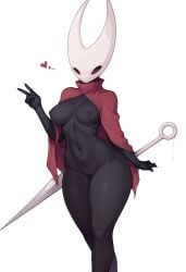 ai_generated anthro black_body black_eyes breasts empty_eyes female female_only genitals heart hollow_knight hornet_(hollow_knight) muscular muscular_female nipples nude pussy solo sweat thick_thighs