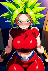 ai_generated blue_eyes breasts dragon_ball_super green_hair kefla lupusorchis potara_earrings pussy