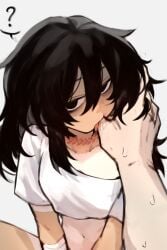 ? black_hair finger_in_mouth hand_in_mouth licking licking_fingers looking_at_viewer original original_character pov saliva shig_(shigezie) shigezie sweat tongue tongue_out