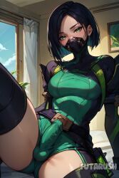 1futa ai_generated artist_name bed bedroom big_cock big_dick big_penis black_hair breasts bulge bulge_through_clothing clothed clothes cock commission costume dick dickgirl erect_penis erected_penis erection futa_balls futa_only futa_sans_pussy futanari futarush green_eyes large_cock large_dick large_penis light-skinned_futanari mask medium_breasts mouth_mask outfit patreon patreon_username penis respirator riot_games short_hair solo solo_futa sultryspark valorant video_game video_games viper_(valorant) white_futanari