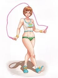 1girls 2023 alternate_costume atlus blush brown_eyes brown_hair brown_hair_female clothed clothed_female clothing female female_focus female_only l0ngsword looking_at_viewer megami_tensei persona persona_4 pinup satonaka_chie sega shadow short_hair short_hair_female skipping_rope smiling smiling_at_viewer solo solo_female solo_focus sportswear sweat white_background