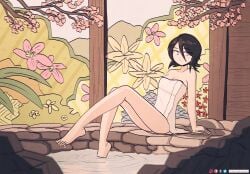 1girls bleach female female_only keetydraws kuchiki_rukia petite solo tagme towel