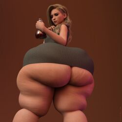 1girls 3d ass back_view big_ass bury-she cellulite fat_ass female hyper_ass lard_ass solo