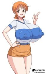 big_breasts breasts female female_only huge_breasts hyper_belly large_breasts large_tits nami nami_(classic) nami_(one_piece) nipple_bulge one_piece orange_hair pre-timeskip shounen_jump tagme toshiso