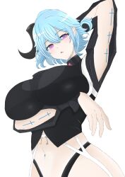 1girls big_breasts blue_hair breasts demon demon_girl female genderswap_(mtf) light_blue_hair pink_eyes rule_63 sitri sitri_(what_in_hell_is_bad) tagme what_in_hell_is_bad