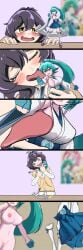 blurred_background comic comic_strip figurine hiiragi_utena licking licking_toy magia_azul mahou_shoujo_ni_akogarete minakami_sayo stripped_naked toy