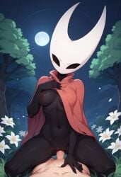 ai_generated anthro black_body black_eyes blush breasts cowgirl_position duo empty_eyes faceless_male female female_penetrated genitals heart hollow_knight hornet_(hollow_knight) human interspecies male male/female male_penetrating male_penetrating_female male_pov nipples nude penetration penile_penetration penis penis_in_pussy pleasure_face pussy pussy_juice sex straight sweat thick_thighs vaginal_penetration