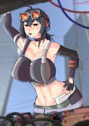 1girls big_breasts big_breasts black_hair engineer female glasses glasses_on_head gloves_cutoffs grace_howard josexo4k mechanic orange_eyes sweat sweatdrop sweating sweaty sweaty_belly sweaty_body tatoo tatoos zenless_zone_zero