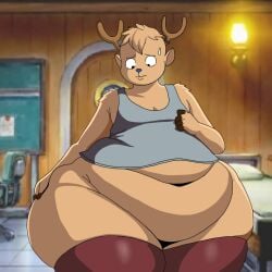 1boy anthro artist_request belly bhm big_belly bottom_heavy fat femboy furry girly hyper_hips hyper_thighs male male_only obese one_piece overweight overweight_male solo solo_male thick_thighs thunder_thighs tony_tony_chopper wide_hips