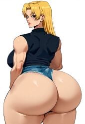 absurd_res ai_generated booty_shorts bottomless digital_media_(artwork) female_only hi_res jujutsu_kaisen looking_away official_style plump_ass posing_for_picture presenting_hindquarters round_butt solo tagme thick_ass yuki_tsukumo