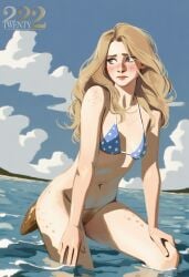 beach bikini_top blonde_hair blue eyes nervous original_character scat scat twenty-2